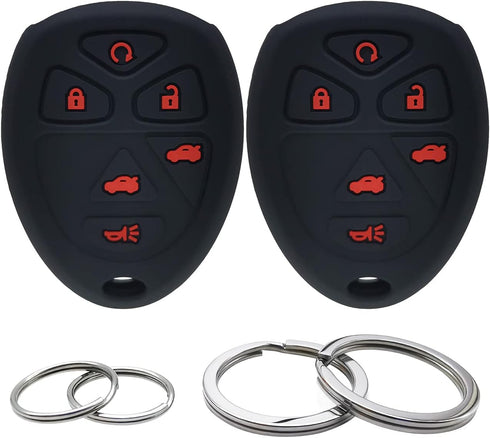 2Pcs Silicone 6 Buttons Key Fob Cover Remote Case Keyless Protector Compatible with Chevrolet Chevy Suburban Tahoe Traverse GMC Acadia Yukon Buick...