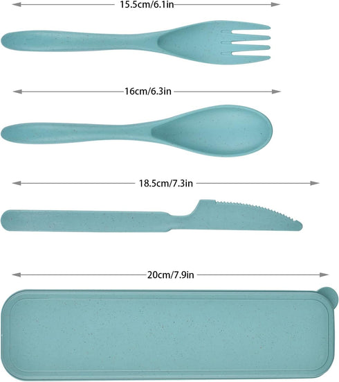 Reusable Wheat Straw Cutlery with Case, Portable Dark Utensils Set for Adults, Tableware Camping Cutlery Set for 4 People, Travel Utensils Set for...