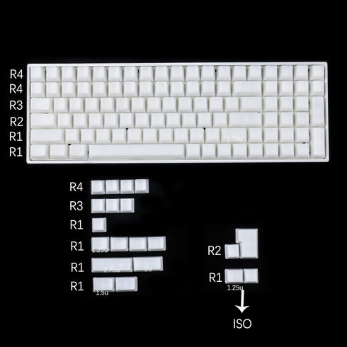 YMDK 120 Keys ABS ANSI ISO 1.5mm Blank Milk Fog OEM Profile Shine Through Keycap for MX Mechanical Keyboard RGB GK61 96 84 68 108 87...