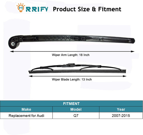 Rear Windshield Wiper Arm Blade 4L0955407 4L09554071P9 for Audi Q7 2006-2015 Back Windshield Wiper Assembly...