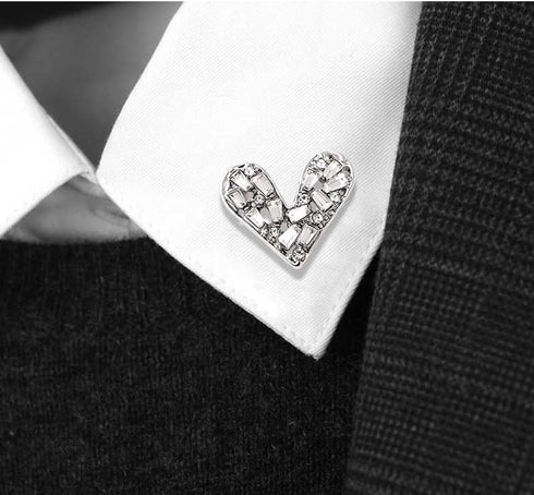 White Crystal Heat Shape Brooches Pins Dainty Rhinestone Love Heart Brooches Women Girls Valentine's Day Gift...