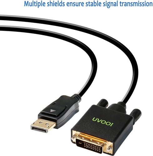 DisplayPort to DVI Cable 6ft 3-Pack, DP Display Port to DVI-D Cable Male to Male Cord Compatible with Computer, PC, Monitor, TV, Projector and Mor...