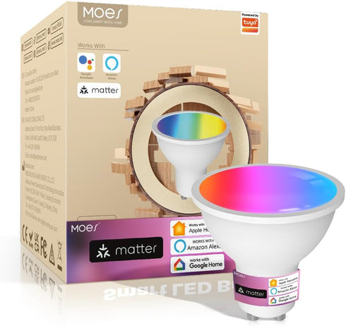 MOES Smart Matter GU10 LED Light Bulbs, Color Changing WiFi Smart Bulbs, 2700K-6500K CW& RGB Dimmable, Smart Life Remote Control, Work with Apple ...