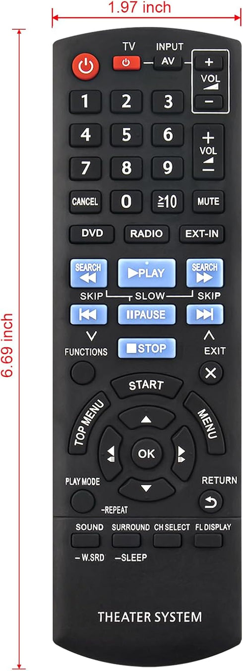 New N2QAYB000694 Replace Remote Fit for Panasonic DVD Home Theater Sound System SC-XH70 SA-XH70 SC-XH170 SA-XH170 SB-HF171 SB-HC171 SB-HS171 SB-HW...