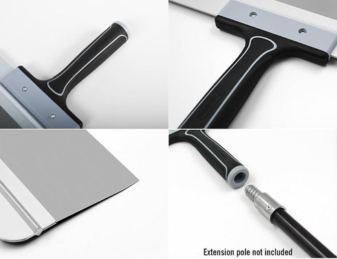 ROLLINGDOG 10 Inch Taping Knife - Drywall Taping Knife,Threaded End Can be Attached to Extension Pole,Stainless Steel Blade,Ideal for Skimming and...