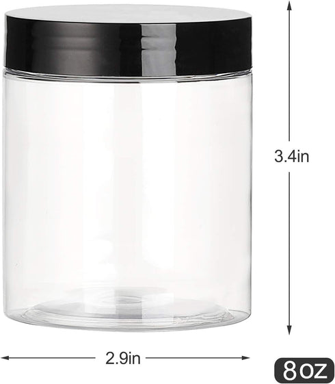 8 OZ Plastic Jars with Lids, 24 Pack Clear Plastic Slime Containers for Kitchen and Household Food Storage of Dry Goods, Creams and More, BPA Free...