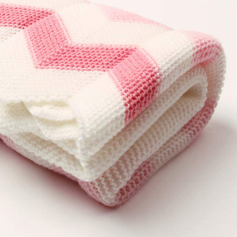 Baby Blanket Knitted Pink Chevron Soft Toddler Nursery Crib Throw Blankets Receiving Swaddle Blanket Stroller Cover for Boys Girls,40x30 inch...