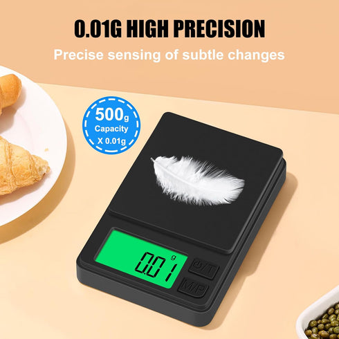 Digital Pocket Scale 500g x 0.01g, Diyife® Portable Precision Gram Scale Jewelry Scale with Protective Cover, Backlit LCD, 7 Units Tare, for Food,...
