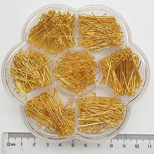Chenkou Craft 700pcs Assorted of 7 Sizes Gold Mix Eye Pins for Jewelry Making (Gold, Mix)...