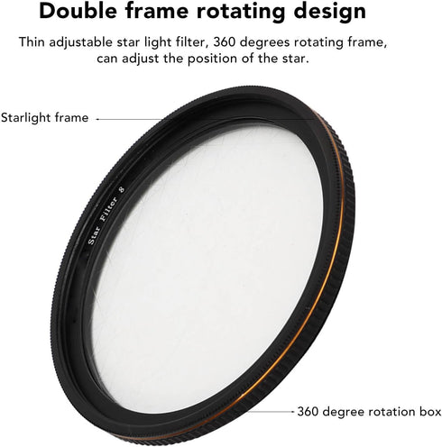 Adjustable Starlight Filter, Coating Filter Kit with Double Frame Rotation Design, Waterproof Camera Lens Effects Filters for Night Scenery Jewelr...