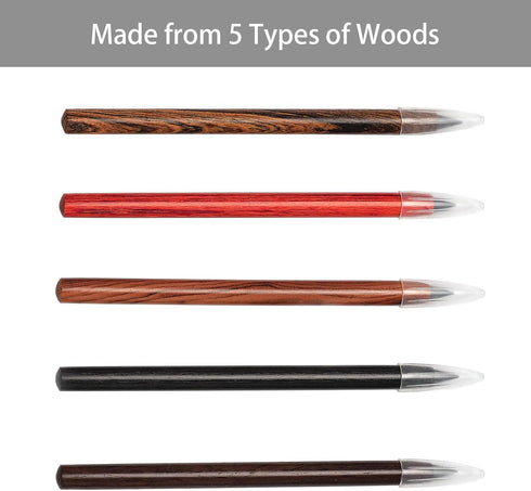 5 PCS Wooden Inkless Pencil, Infinity Pencil, Everlasting Eternal Reusable Magic Pencil for Writing Drawing, Home Office School (#1 Wooden, Pack o...