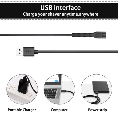 Replacement Charger Cord USB for Wahl Clipper, Charging Cable for Wahl 8164/8591/8148/8504/8171/8173/1919, Magic Senior Detailer Sterling-4 Cordle...