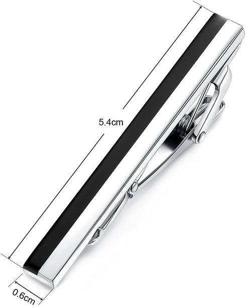 HONEY BEAR Mens Tie Clip Bar for Normal Size Tie Wedding Gift 5.5cm Silver Black...