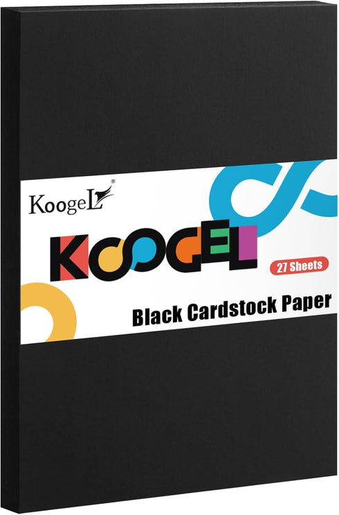Koogel 27 Sheets Black Cardstock for Kids, A4 Craft Paper Black Heavy Weight Card Stocks for Card Making Kids Art Crafts Scrapbooking...