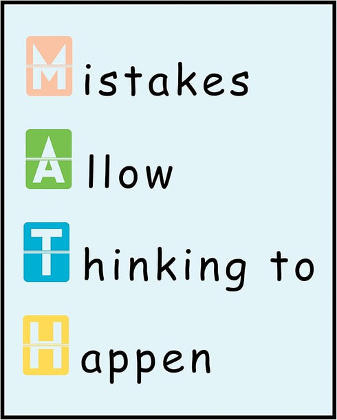 Posterizer 1 pcs-colorful minimal poster-mistakes allow thinking to happen-Teachers & Classrooms Gift for Daughter, Son, Kids School and classroom...