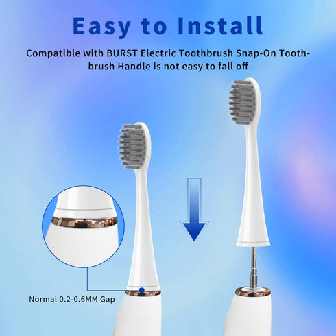 10 Pack Replacement Toothbrush Head Compatible with Burst Electric Toothbrush, YMPBO Toothbrush Heads for Burst Sonic Toothbrush, Deep Cleaning Br...