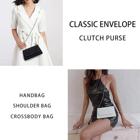 Clutch Purses Evening Bag for Women Formal,Classic Envelope Purses and Handbags Wedding Party Prom with Shoulder Strap...