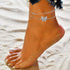 Butterfly Anklets For Women Silver Rhinestone Decor Bead Chain Cute Dainty Trendy Adjustable Layered Butterfly Anklet Bracelet Foot Chain Jewelry ...