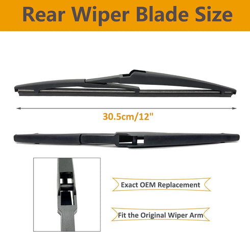2 Pack Rear Wiper Blades for Land Rover Discovery Sport 2015-2022 / for Dodge Durango 2011-2022 / for Dodge Journey 2009-2022 /for Toyota Highland...