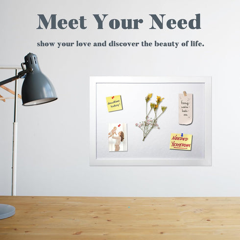 White Cork Board Bulletin Board, Pin Board Wood Framed Display with Felt, Cork Boards for Walls, Jewelry, Notes, Photos, Home, Kitchen, Office, Sc...