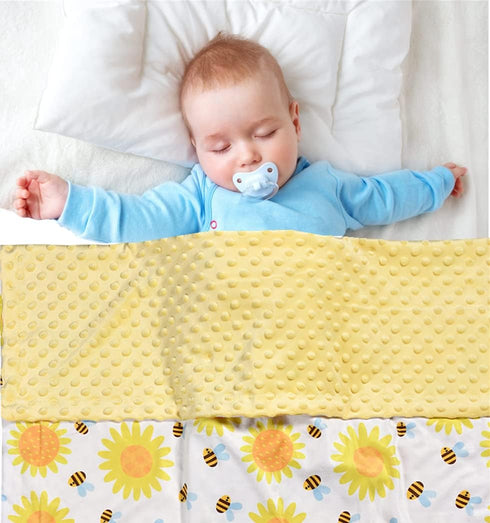 Baby Blanket Super Soft Minky Blanket Yellow Bee and Sunflower Blanket with Dotted Backing for Newborns Nursery Stroller Receiving Toddlers Crib B...
