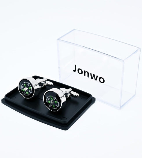 Actural Working Compass Cufflinks for Men In Gift Case Round Funny Men's Cufflinks Jewelry for Wedding Party Business Birthday Anniversary Dress...