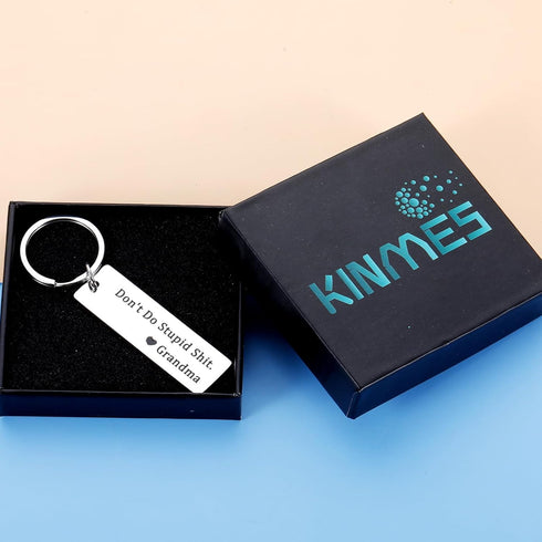 KINMES Dont Do Stupid ShitKeychain for Teen Boys Girls Granddaughter Grandson, Granddaughter Grandson Gifts from Grandma,Don't Do Stupid Sht Love ...