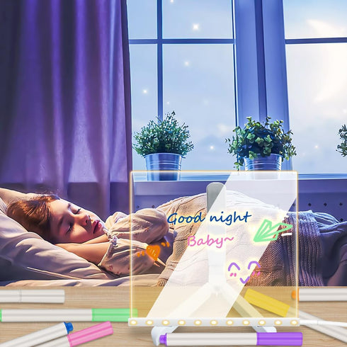 LED Note Board with Colors, 2024 New Glowing Acrylic Message Marker Board, Light up Dry Erase Board with Stand as a Glow Memo Letter Board Note Gl...