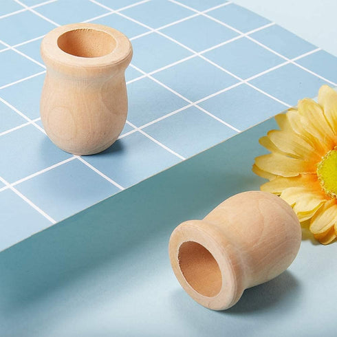GORGECRAFT 1.5 Inch 10pcs Unfinished Blank Wooden Vase Flower Vase Candle Cups Handmade Natural Flower Container Candle Holders Candlesticks DIY P...