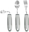 Adaptive Utensils (3Piece Kitchen Set), Right Handed Curved Spoon and Fork, Non-Slip Handles for Hand Tremors, Arthritis, Parkinson's Elderly use ...