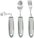 Adaptive Utensils (3Piece Kitchen Set), Right Handed Curved Spoon and Fork, Non-Slip Handles for Hand Tremors, Arthritis, Parkinson's Elderly use ...