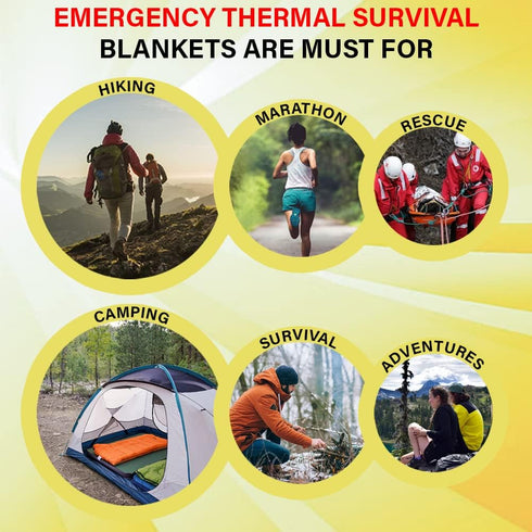 (4 Pack Emergency Thermal Survival Blankets, Mylar Blankets for Outdoor, Camping, Hiking, Survival, Large Silver Thermal Sheets, Heavy Duty Gear (...