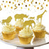 JeVenis 30 Pcs Gold Glitter Jungle Safari Animal Cupcake Toppers Jungle Animals Cake Decorations for Jungle safari Animals Party Baby Showers Birt...