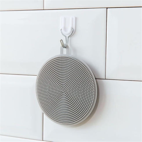 4PCS Silicone Dish Scrubber, Multipurpose Round Silicone Sponges Reusable Dish Brush Dish Brush for Kitchen Dish Dishes Fruits Vegetables(Gray)...
