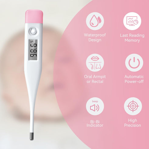 Digital Oral Thermometer for Adults and Children with LCD Display, Oral Thermometer for Baby with Fever Alarm Rectal & Underarm Use, Fast Reading ...
