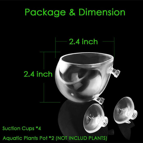capetsma 2X Crystal Glass Aquatic Plant Pot, Planter, Red Shrimp Live Plants Fish Tank Holder with 4X Suction Cups for Aquarium Aquascape Decorati...