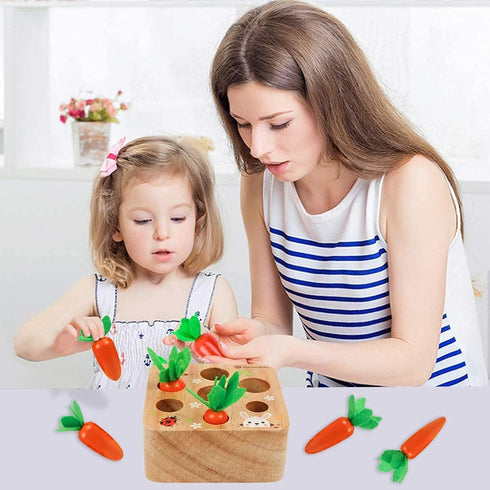 Montessori Educational Toys Wooden Carrots Harvest Shape Size Sorting Games for Matching Puzzle Gift Preschool Learning for Boys Girls Kids Toddle...