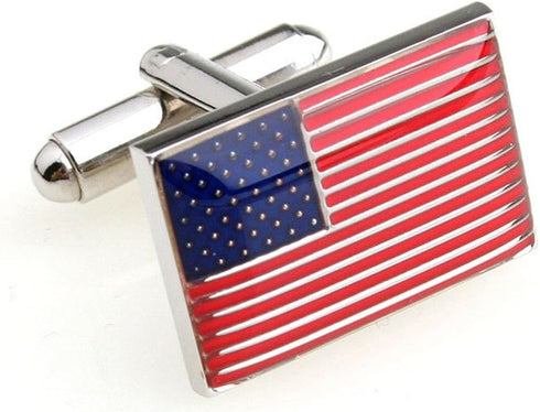 American Flag USA America Pair Cufflinks in a Presentation Gift Box & Polishing Cloth...