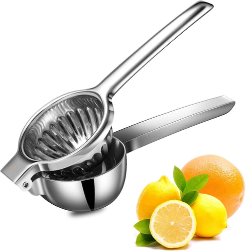 TEZZ Upgrated Extra Large Lemon Squeezer, Heavy Duty Handhelp Orange Juicer with 3.47'' extra big Filter Bowl, Stainless Steel Hand Press Citrus J...