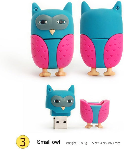 Flash Drive 5x16GB Thumb Drive Animals USB Flash Drive with Chain Bee Fox Owls Penguin Pen Drive Gift for School Kids and Students Valentine's Day...