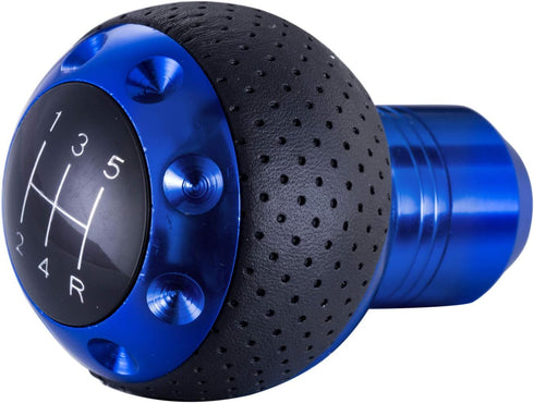 5 Speed Leather Transmissions Shift Knob Shifting Lever Gear Stick Shifter Handle Fit Most Manual Cars Truck SUV Vehicle (Blue)...