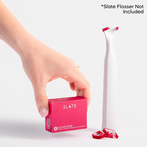 Slate Flosser Refills - 20 Pink Floss Heads | Reusable Woven Floss, Floss without PFAS & Unwaxed Dental Floss | Slate Flosser Floss Refill | inclu...