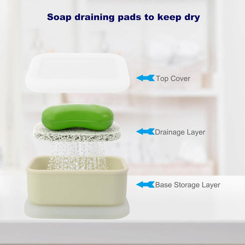 Travel Soap Case, Leak Proof Travel Soap Container, Silicone Soap Box with Drainage Layer, Shatterproof Soap Holder for Travel, Camping, Gym(Off-W...