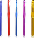 5 Pcs Crochet Hook Set 6.5m(K)/8mm(L)/9mm(M)/10mm(N)/12mm(O) Large Size Ergonomic Handle Aluminum Knitting Needles Craft Weave Yarn Set Colorful A...