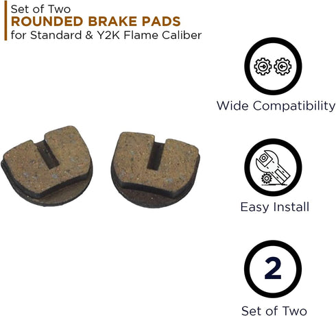 AlveyTech Rounded Disc Brake Pads for Mini Bike Standard & YK2 Flame Caliper (2-Pad Set) - Parts for 79cc 97cc Motovox MBX10 MBX11 Gas, Razor MX50...
