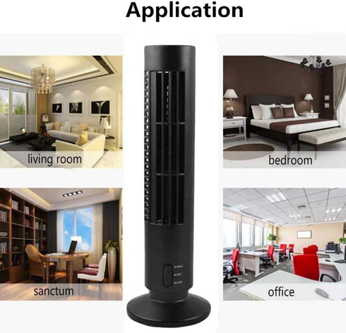 Portable Air Cooler Vertical Bladeless Fan USB Desktop Air Conditioner Fan Mini Cooling Tower Fan for Home Office (Black)...
