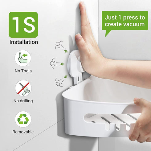 LUXEAR Corner Shower Caddy Suction Cup No-Drilling Removable Shower Caddy Basket Powerful Suction Bathroom Shower Shelf Waterproof & Rustproof Org...