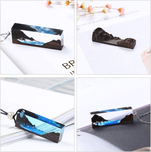 iSuperb 5 pieces Wooden for Resin Epoxy Craft, Resin Wood Pendant Accessories for DIY Jewelry Making Necklace, handmade art designer landscape Nat...