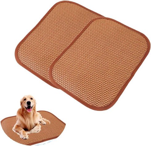 2 Pack Cat Cooling Mat Self Cool Pad Seats Summer Bamboo Rattan Woven Sleeping Rest Mats for Pets Puppy Dog Kitty Kennels Crates Guinea Pig Hamste...