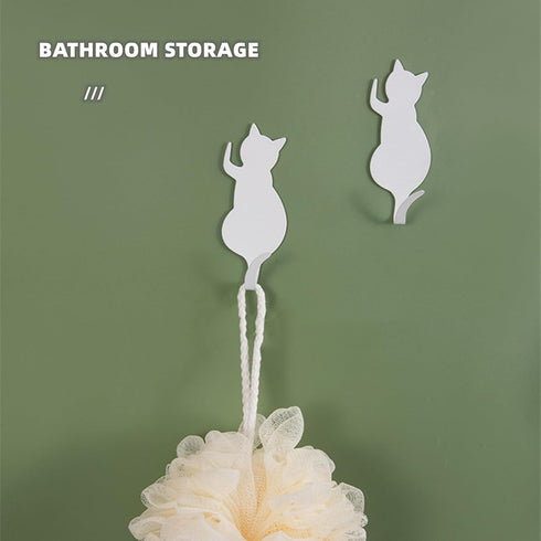 Self Adhesive Hooks 2 Pcs Stainless Steel Wall Hooks for Bathroom Kitchen Office Sticky Cat Hooks for Door Closet Decorative Wall Hanger Waterproo...